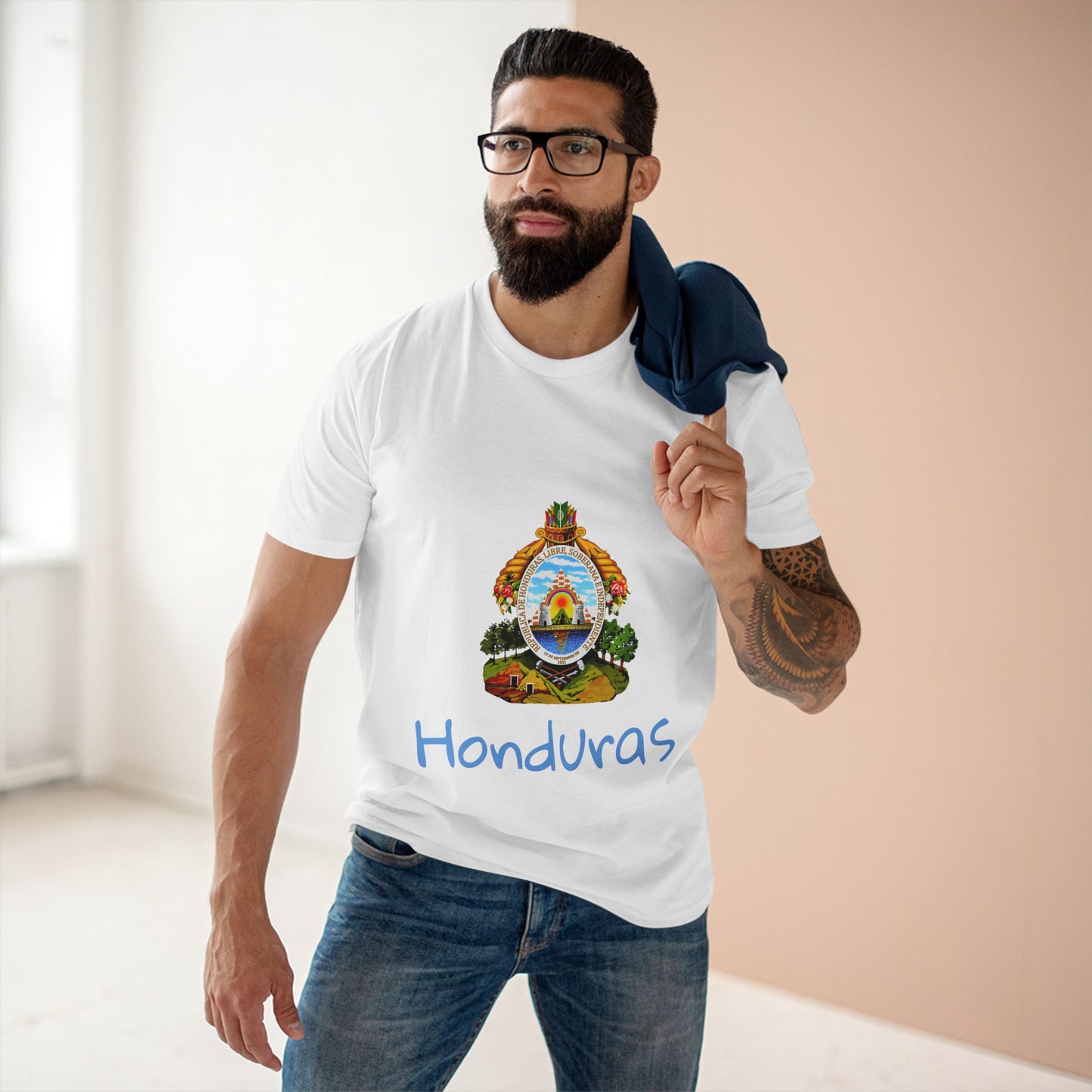 Camiseta para hombres Diseño Del Escudo Nacional de Honduras