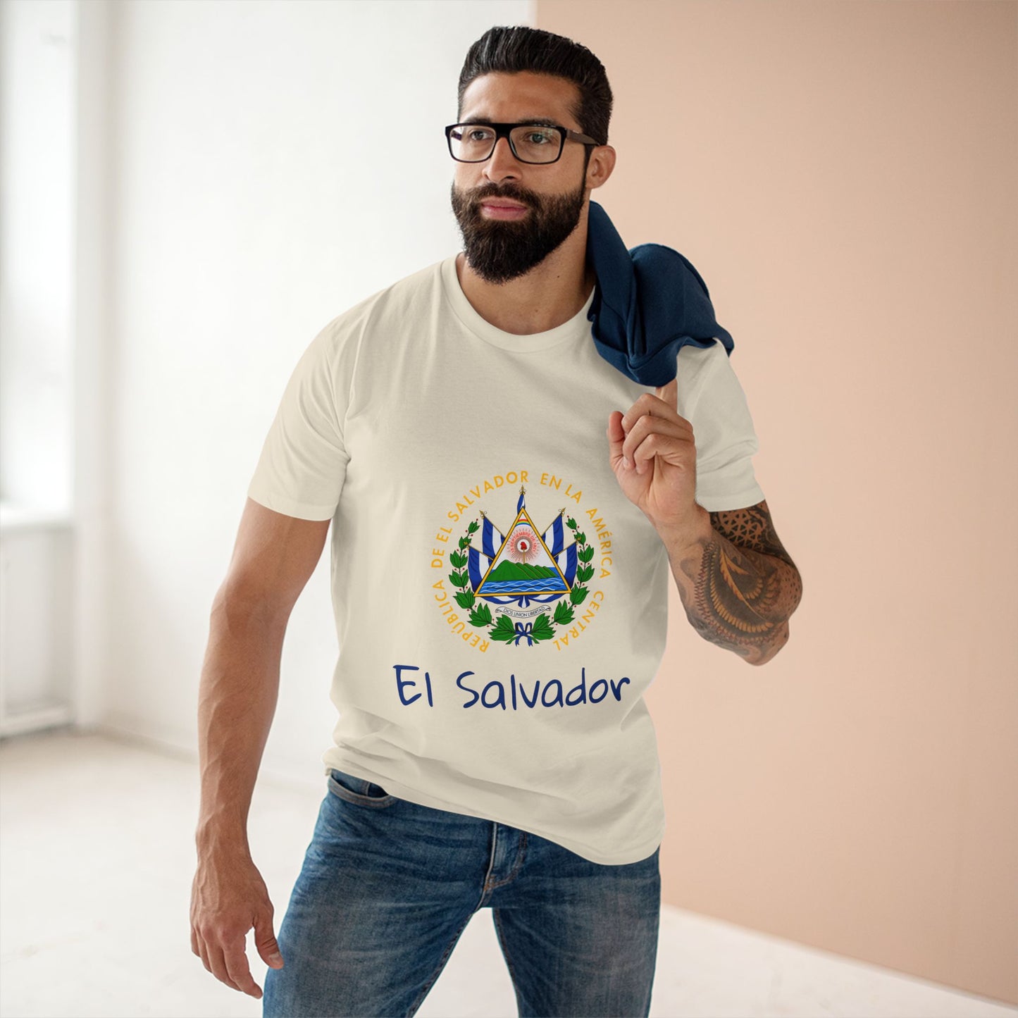 Camiseta para hombres Diseño Del Escudo Nacional de El Salvador