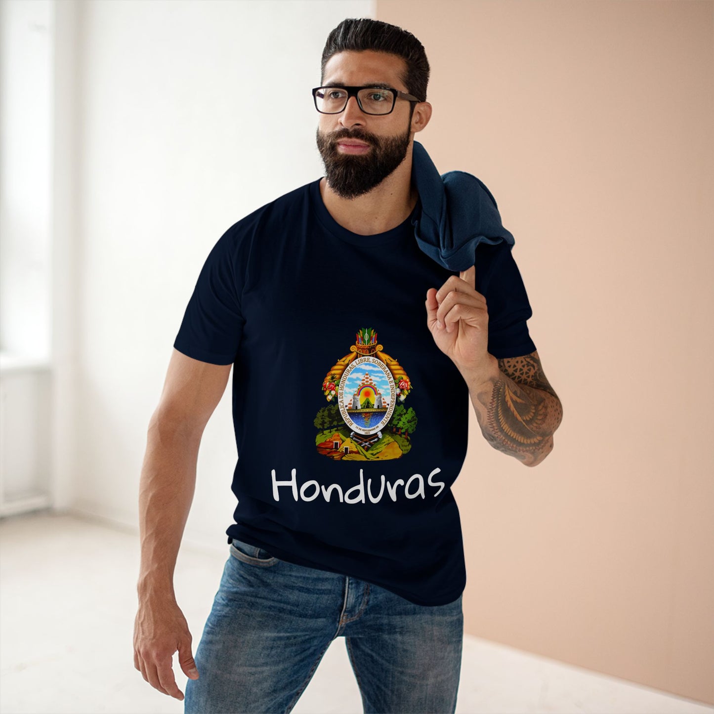 Camiseta para hombres Diseño Del Escudo Nacional de Honduras