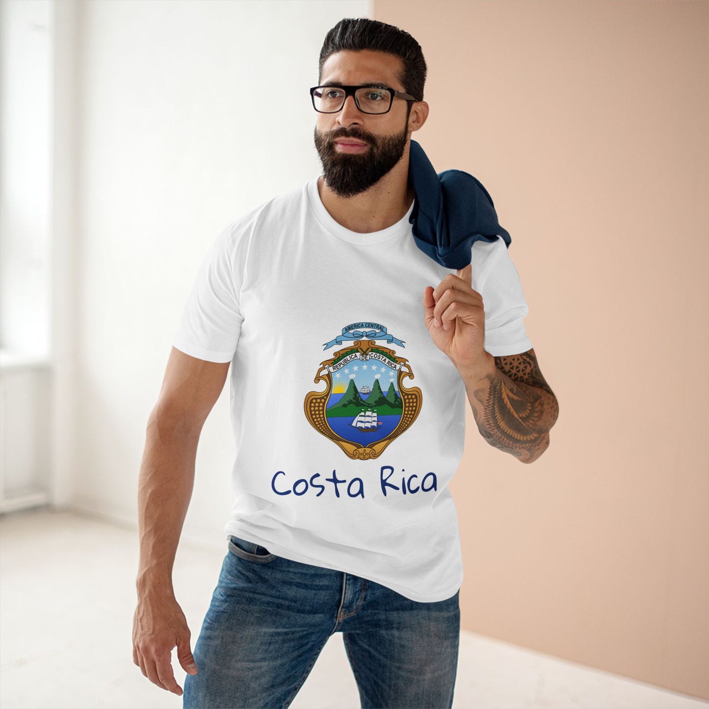 Camiseta para hombres Diseño Del Escudo Nacional de Costa Rica