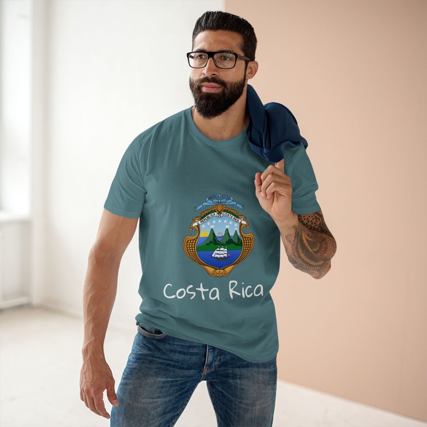 Camiseta para hombres Diseño Del Escudo Nacional de Costa Rica