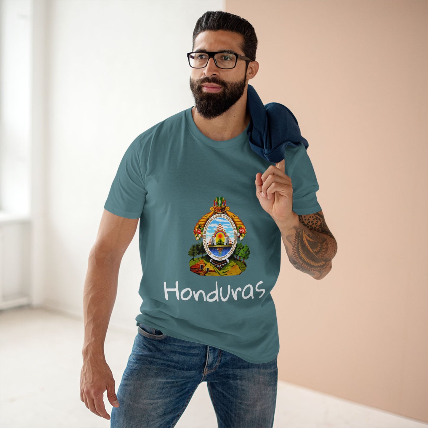 Camiseta para hombres Diseño Del Escudo Nacional de Honduras