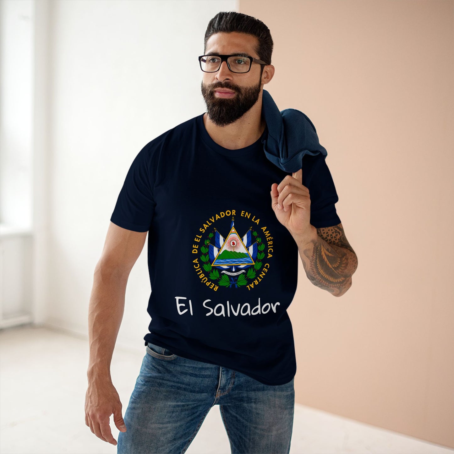 Camiseta para hombres Diseño Del Escudo Nacional de El Salvador