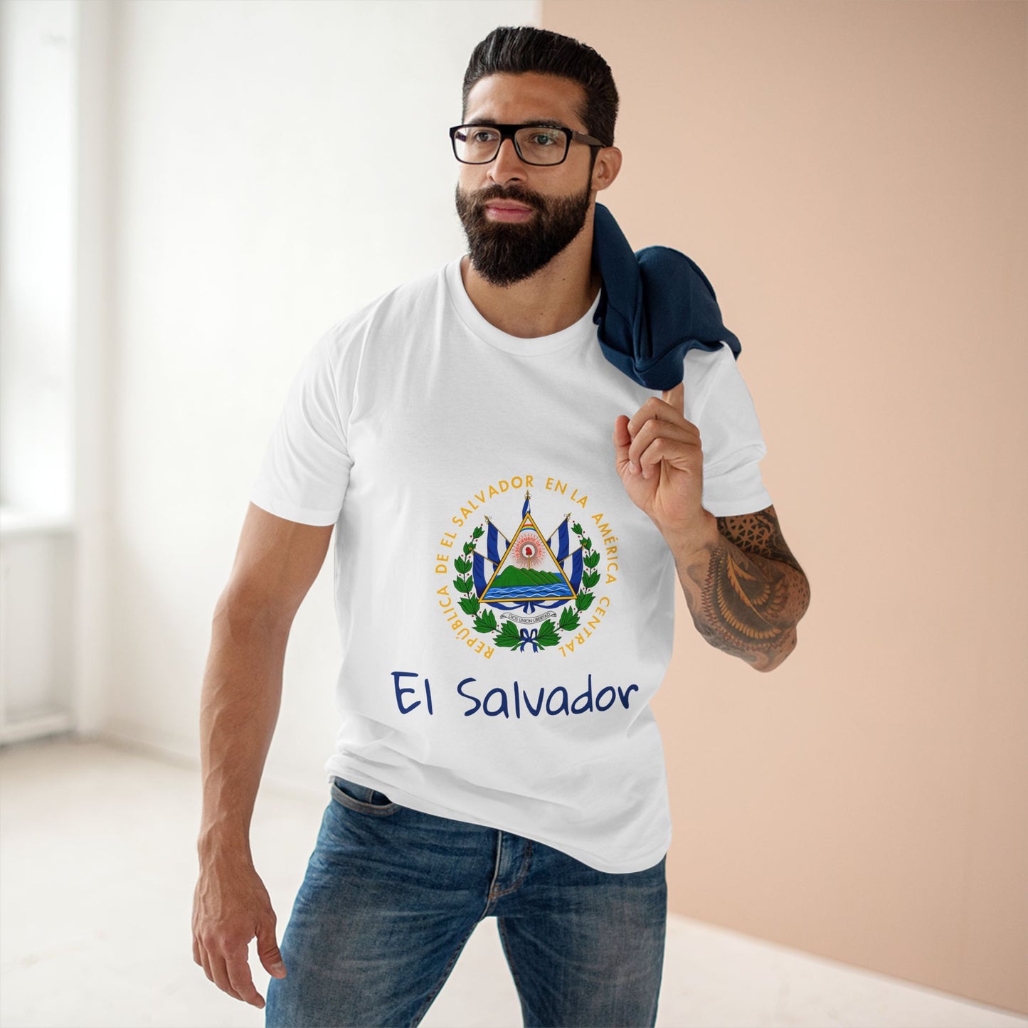 Camiseta para hombres Diseño Del Escudo Nacional de El Salvador